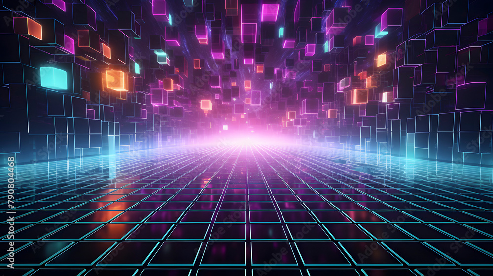 Digital technology surreal grid space neon light web page PPT background Digital technology surreal grid space neon light web page PPT background
