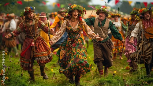 Traditional English Festival: Morris Dancers in Action, generative ai