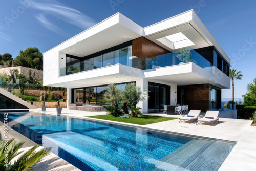 Modern luxury villa with swimming pool. © Hunman