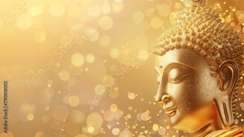 Golden Buddha Statue With Blurry Background