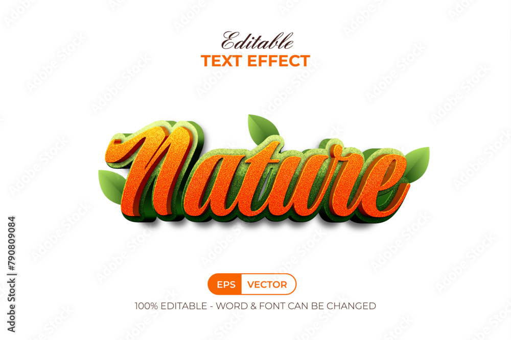 Obraz premium Nature Text Effect Texture Style. Editable Text Effect.