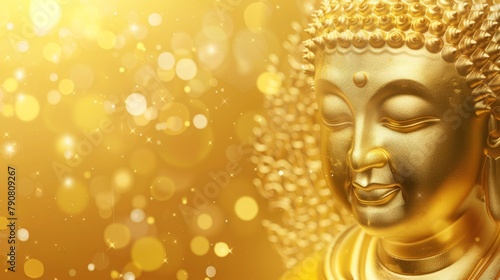 Golden Buddha Statue Amidst Bright Background