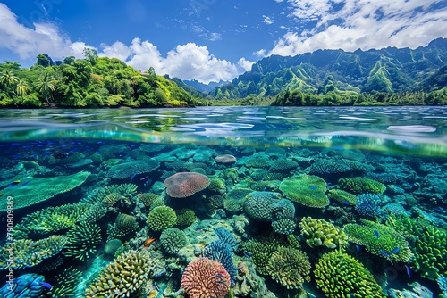 Pristine underwater world, Pacific, celebrating ocean conservation,