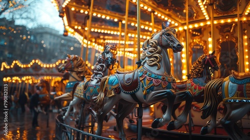 Enchanting Amusement Park Scene, generative ai