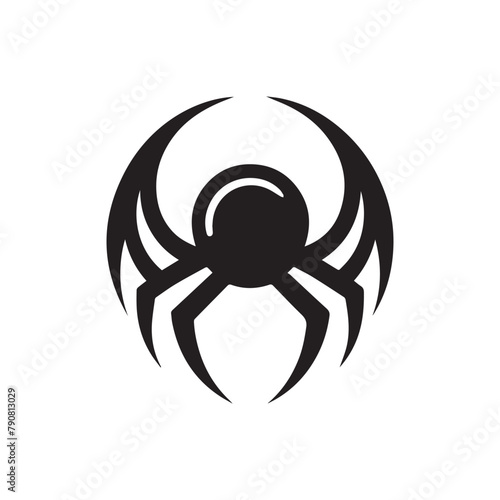 minimalist spider logo on white background