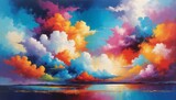 Colorful Cloudscape, Abstract Painting Alive with Vibrancy.