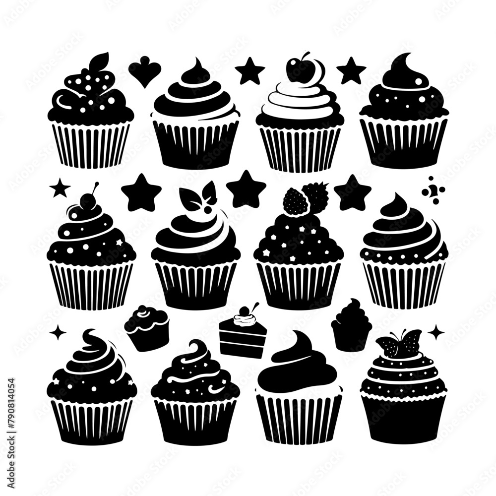 Cupcake Silhouette Graphic Element, Cupcake Vector Clipart
Cupcake Silhouette Graphic Element, Cupcake Vector Clipart
