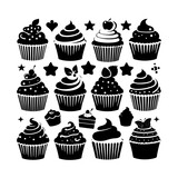 Cupcake Silhouette Graphic Element, Cupcake Vector Clipart
