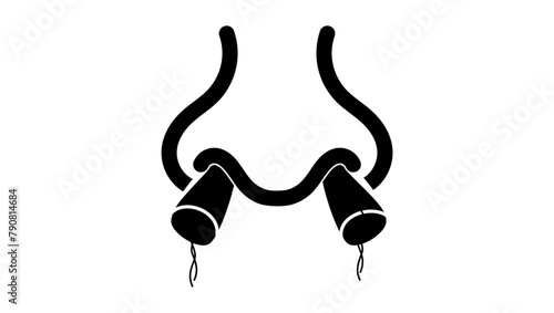 tampons in nose,  black isolated silhouette