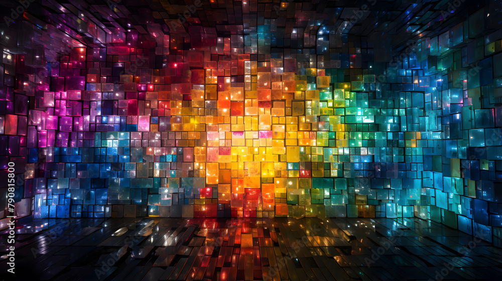 Digital technology colorful square glass mosaic poster web page PPT background Digital technology colorful square glass mosaic poster web page PPT background