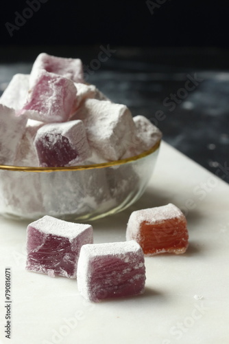 Turkish delight lokum with lavender and pomegranate