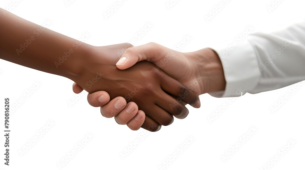Businesswoman Shaking Hands with Businessman : Isolated on White, Transparent Background, PNG File, Hand Edited Generative AI