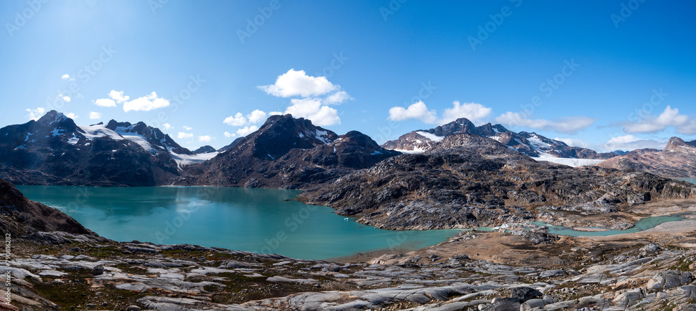 Landscape Panorama in East Greenland at Ikaasatsivaq Fjord. Landscape Panorama in East Greenland at Ikaasatsivaq Fjord.