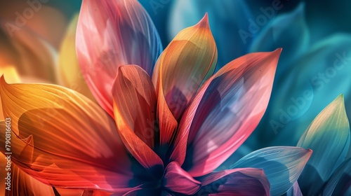 A floral abstract background with a close-up of colorful petals rendered in a loose and painterly style