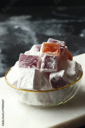 Turkish delight lokum with lavender and pomegranate