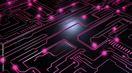 Futuristic Pink-illuminated Circuit Board Background for High-Tech Concepts