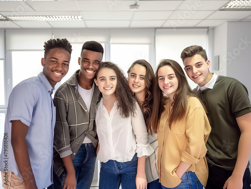 group of people smiling in front of camera. Entrepreneurs and starts up. 