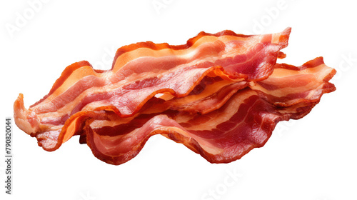 Bacon on white isolated on clear png background and transparent background. food drink and dessert concept for cafe and restaurent, AI generative. 