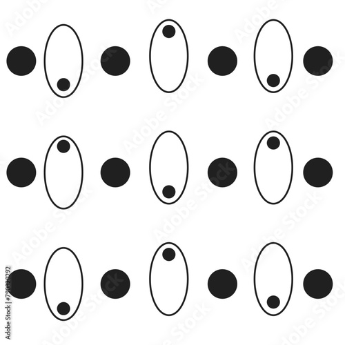 Vector black and white poster with  minimalistic simple figures. Graphic combination of circles and ova. Modern minimal monochrome print, card, design element, template, mockup