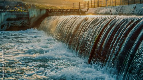 Water turbine working at the mouth of a river.