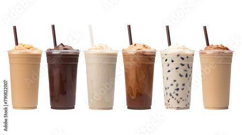 icecream milkshake on white isolated on clear png background and transparent background. food drink and dessert concept for cafe and restaurent, AI generative.	