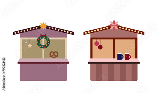 Christmas market stall, booth. Modern, isolated vector graphic  illustration.