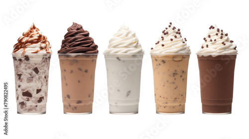 icecream milkshake on white isolated on clear png background and transparent background. food drink and dessert concept for cafe and restaurent, AI generative.	 photo