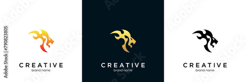 head lion line art logo
