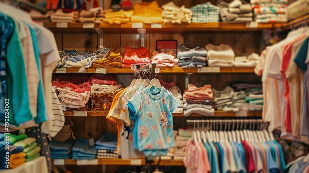 A clothing store with a variety of shirts on display