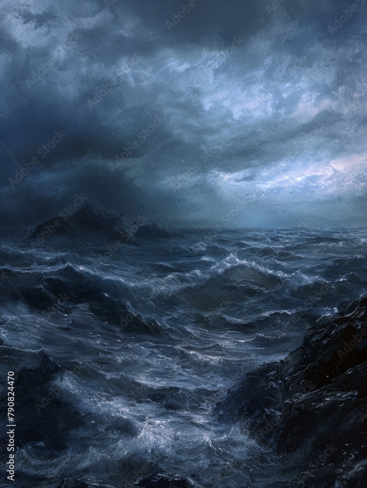 Fototapeta premium Charcoal Black and Sky Blue Moody Contrasts ArtworkEvo.