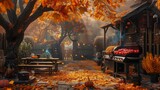Smoky Grill Surrounded by Fall Foliage, generative ai