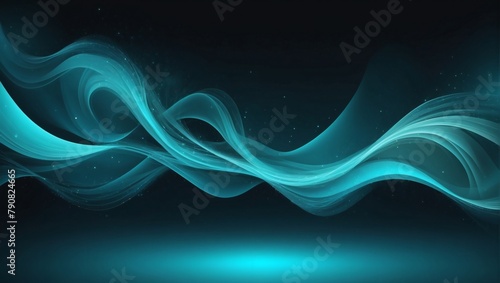 Cosmic dance, Abstract background with dynamic waves in celestial shades of teal.