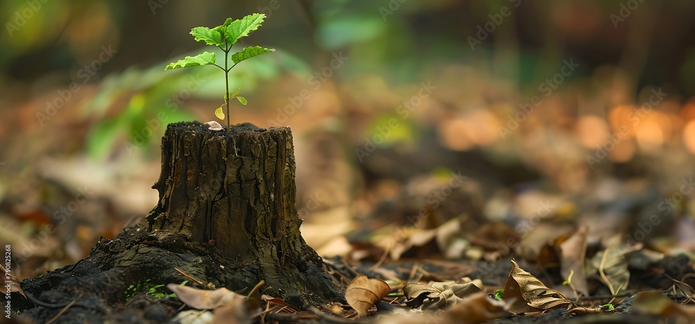 a young tree sprouts amidst the decaying remains of an old tree stump a young tree sprouts amidst the decaying remains of an old tree stump