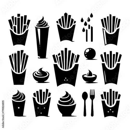 French Fries Silhouette Clipart: Easy Graphic Addition - French Fries Illustration
