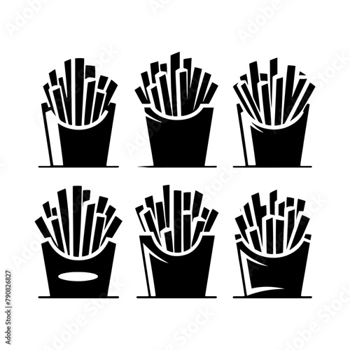 French Fries Silhouette Icon: Instant Graphic Solution - Minimallest French Fries Vector
