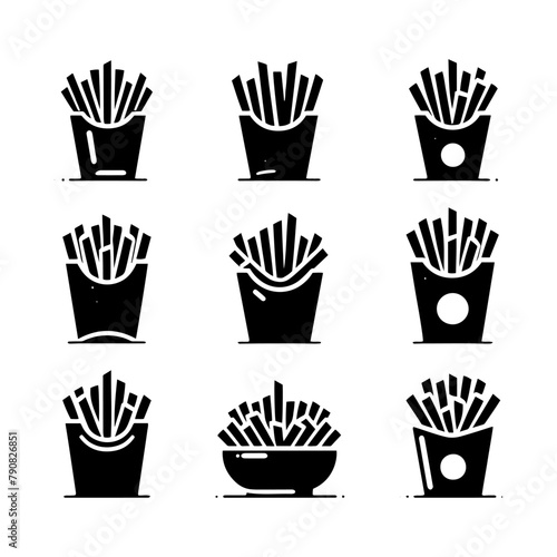 Silhouette of Tasty French Fries: Ideal for Designers - French Fries Illustration
