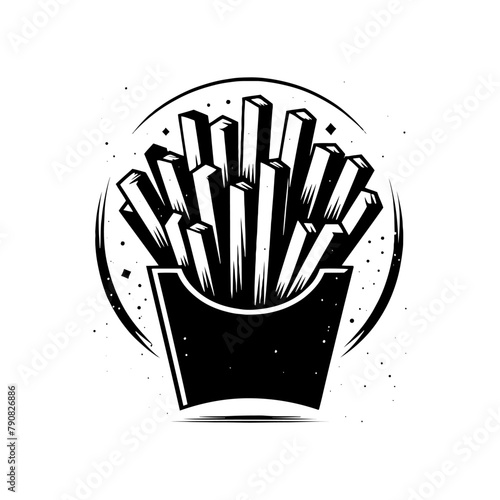 French Fries Silhouette Graphic: Simple and Effective - Minimallest French Fries Vector
