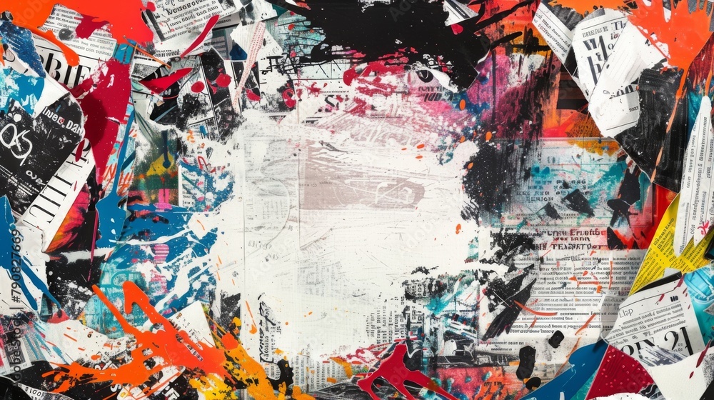 Naklejka premium Vibrant Abstract Urban Graffiti Artwork Collage Background