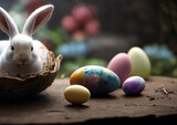 Easter Bunny with Colorful Eggs: Festive Holiday Celebration