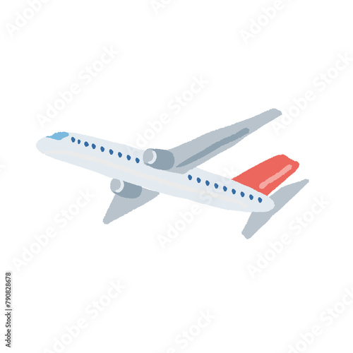 飛行機のシンプルでフラットな手描きイラスト
