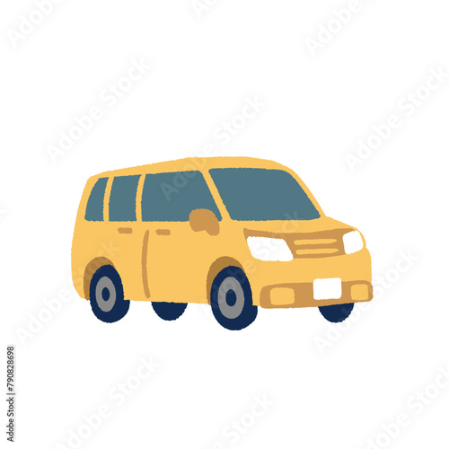 自動車のシンプルでフラットな手描きイラスト
