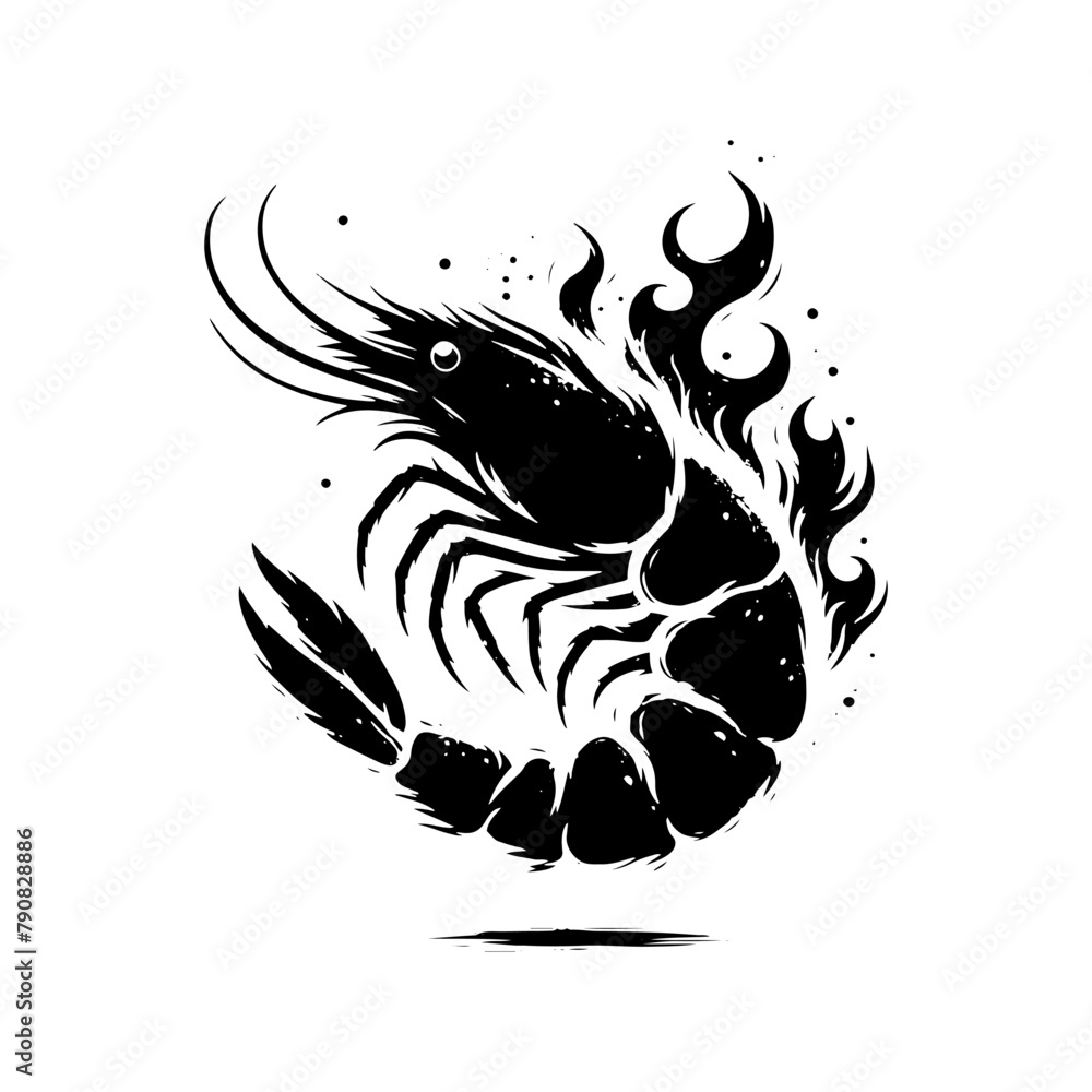 Versatile Fried Shrimp Silhouette Graphic: Ideal for Any Project - Fried Shrimp Illustration
