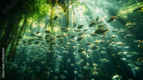 Serene Aquaculture Underwater, generative ai