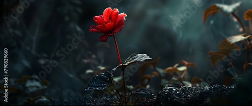 red flower into the dark place