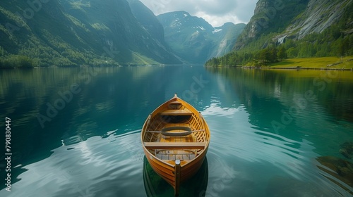 Majestic Mountains Reflecting in Fjord, generative ai