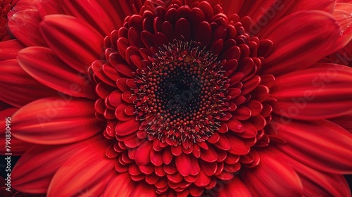 Close up of a red gerbera daisy bloom