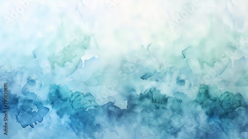 A watercolor abstract background with soft washes of blues and greens, creating a calming and ethereal feel.