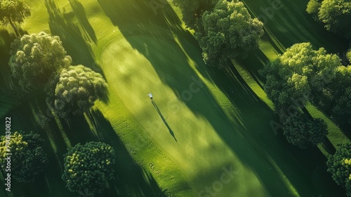 Drone-captured aerial shot of beautiful golf course