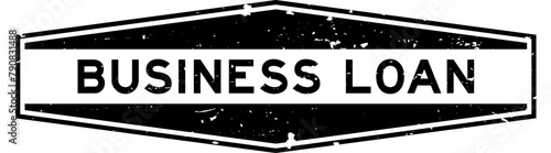 Grunge black business loan word hexagon rubber seal stamp on white background