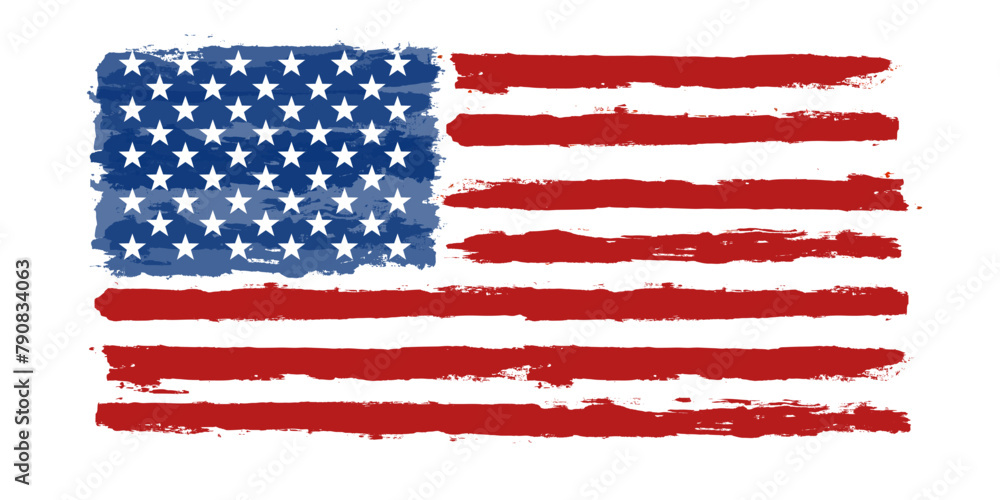 American flag paint texture. Grunge USA Flag. Vector Illustration for Celebration Holiday 4 of July American President Day. Stars and stripes American flag paint texture. Grunge USA Flag. Vector Illustration for Celebration Holiday 4 of July American President Day. Stars and stripes